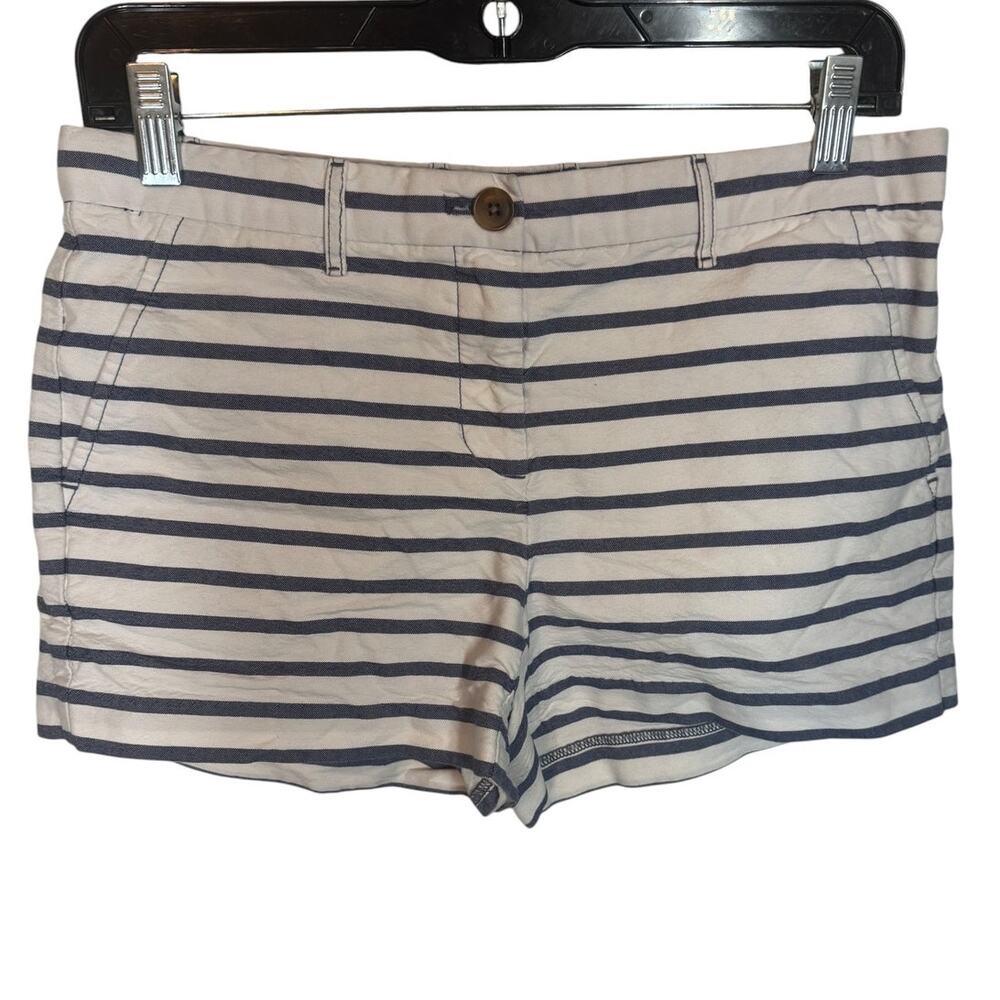 Gap Blue White Stripe Button Zip Women’s Shorts Coastal Preppy Sz 0